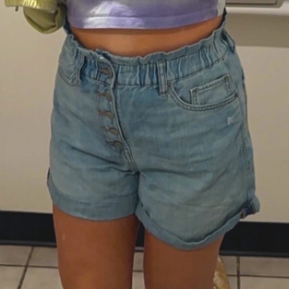 High waisted baggy jean shorts